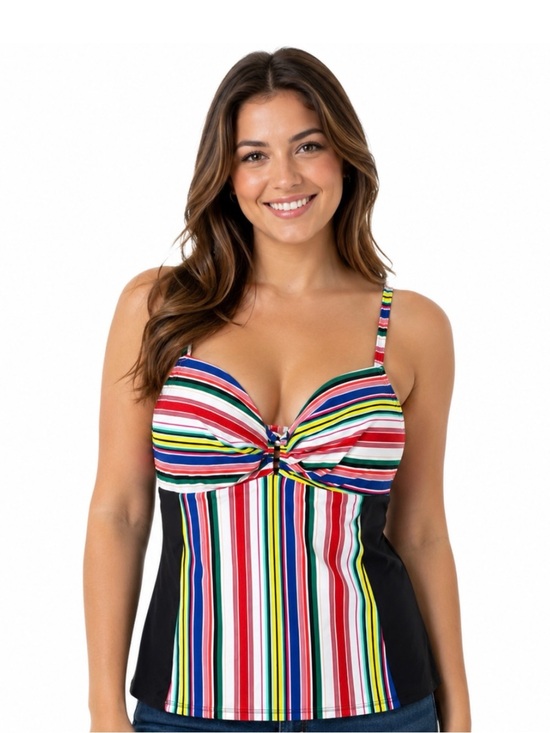 Cacique Other - NWT LANE BRYANT CACIQUE | Rainbow Striped Balconette Swim Tankini Top Sz. 40D